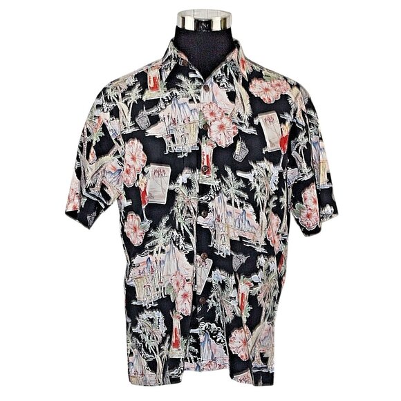 Koko Island Other - Koko Island Large Hula Hut Tiki Bar Lounge Floral Camp Aloha Hawaiian Shirt